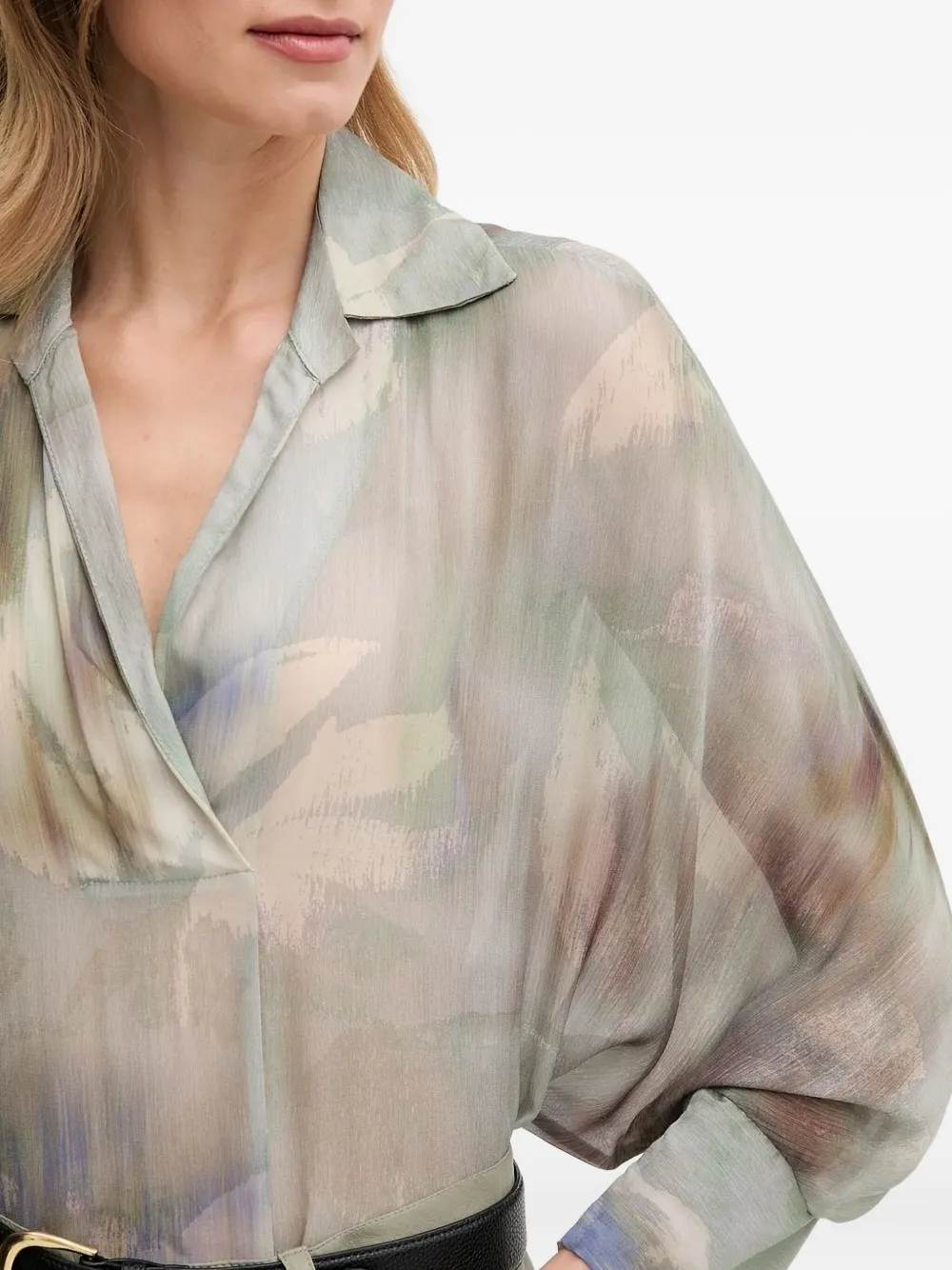 Sandro Ferrone abstract-print collared blouse Groen
