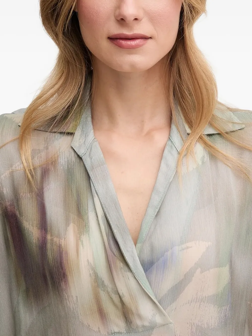 Sandro Ferrone abstract-print collared blouse Groen