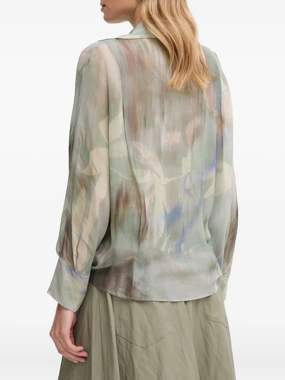 Sandro Ferrone abstract-print collared blouse Groen