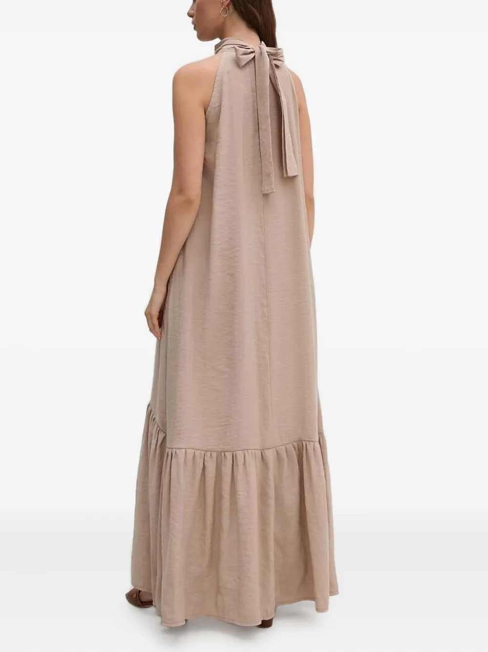 Sandro Ferrone Gelaagde maxi-jurk met hoge hals - Beige