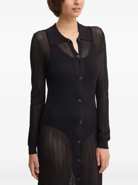Sandro Ferrone polo-neck ribbed-knit midi day dress