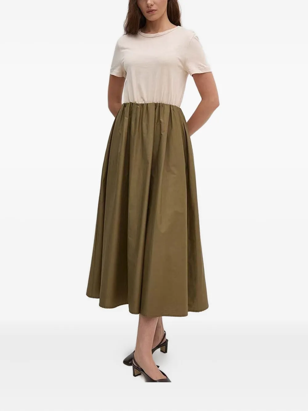 Sandro Ferrone Jurk met elastische taille Beige