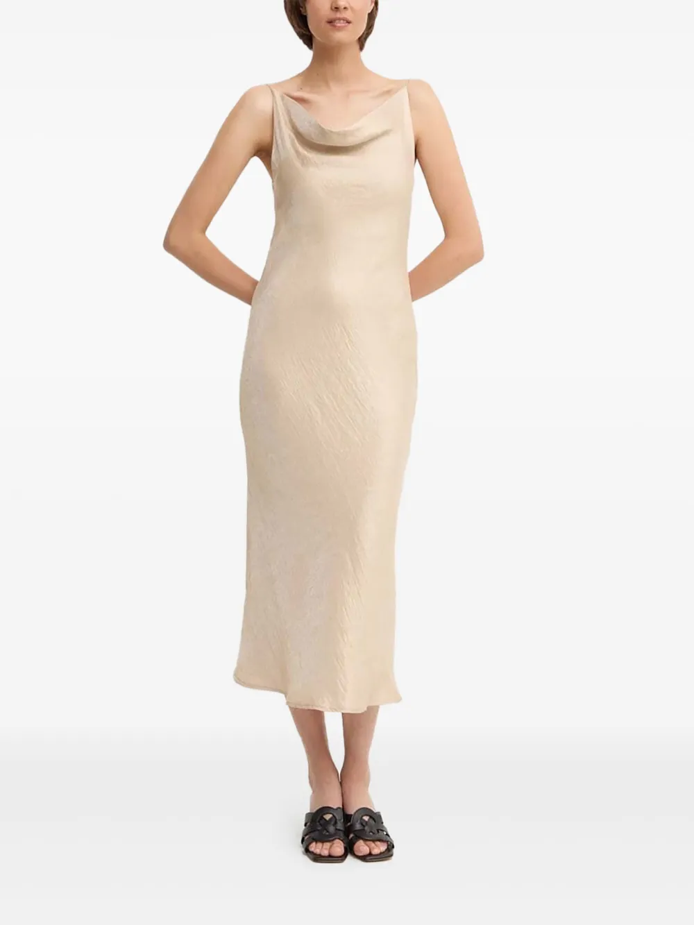 Sandro Ferrone cowl-neck slip midi day dress | Neutrals | Image 1