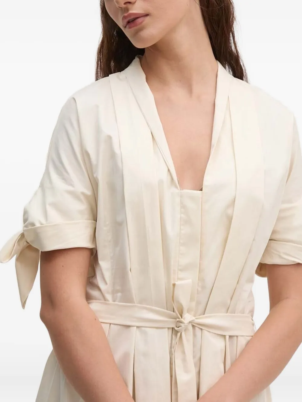 Sandro Ferrone Midi-jurk met V-hals Beige