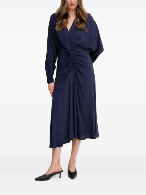 Sandro Ferrone V-neck gathered midi dress