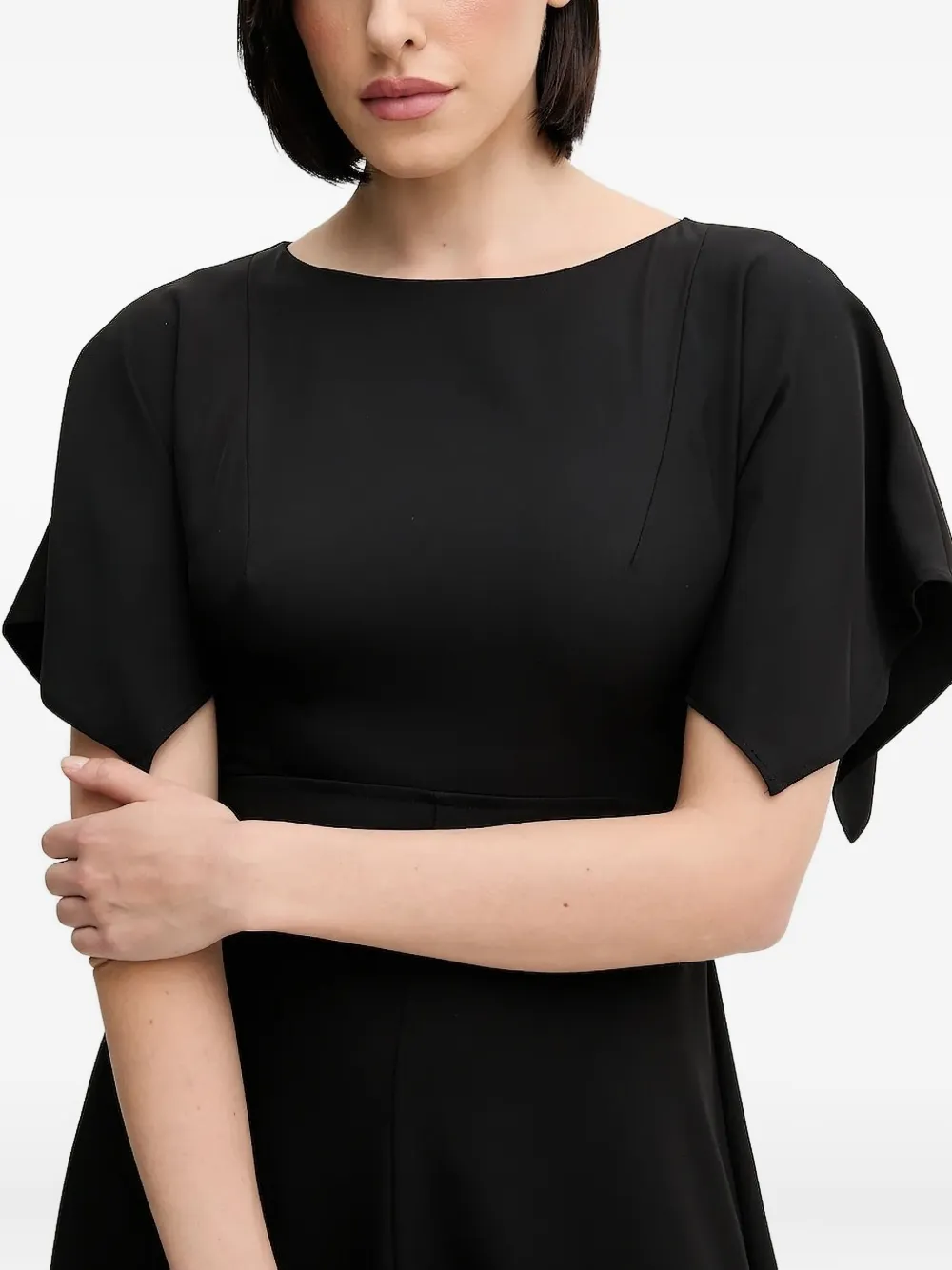 Sandro Ferrone flutter-sleeve midi dress Zwart