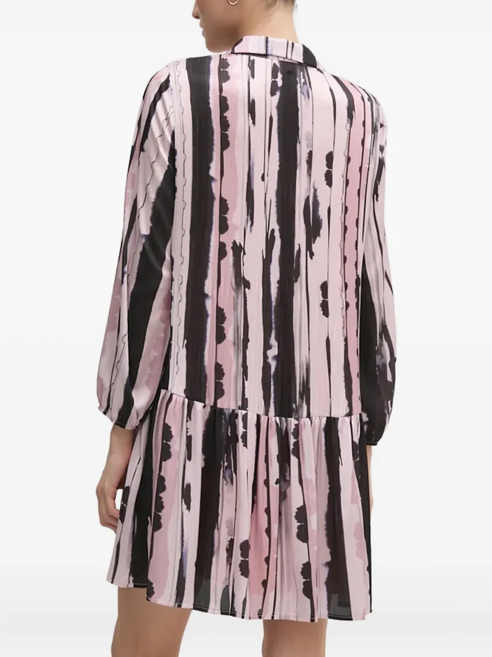 Sandro Ferrone Blousejurk met plooien en abstracte print Roze