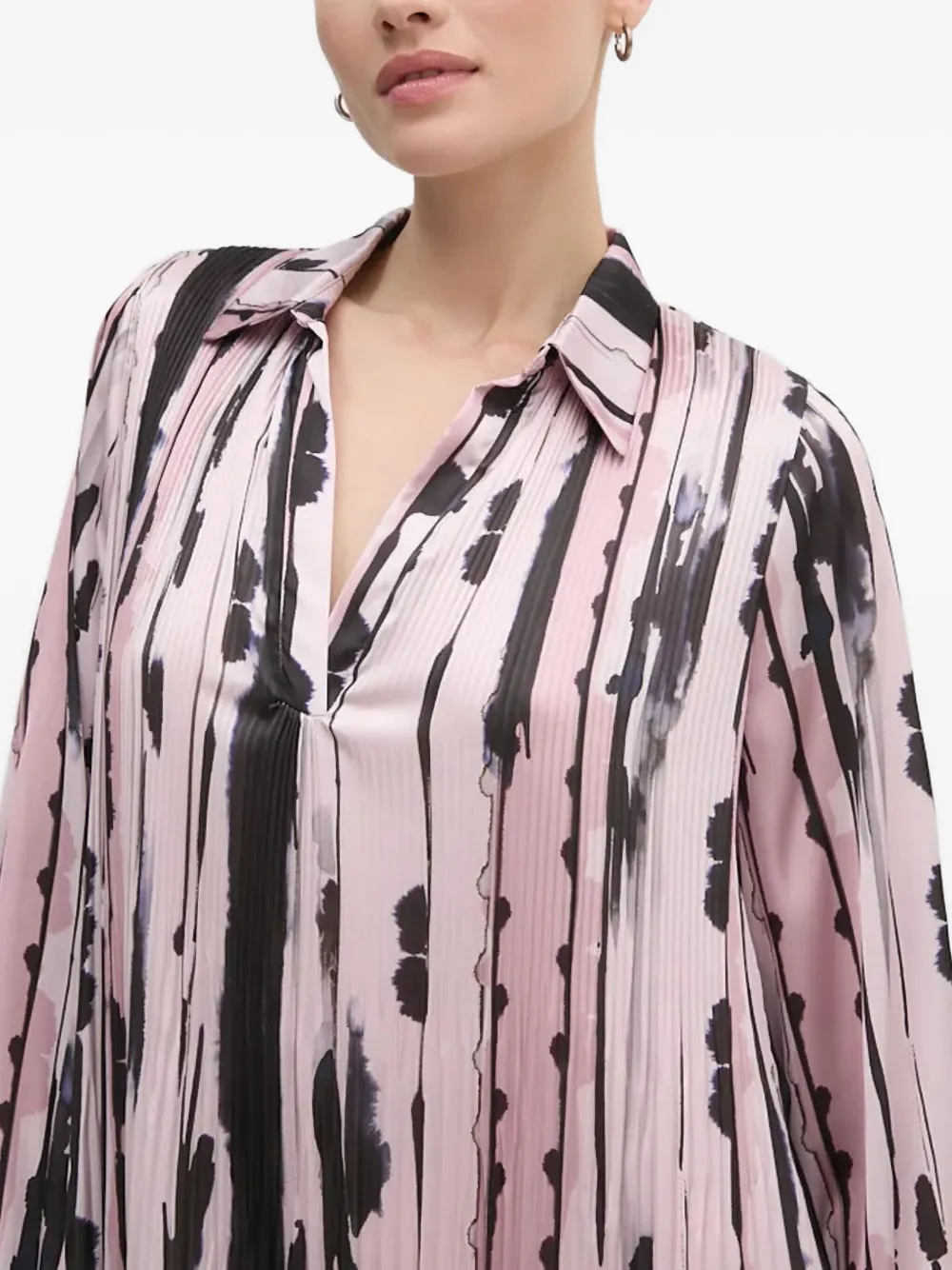 Sandro Ferrone Blousejurk met plooien en abstracte print Roze