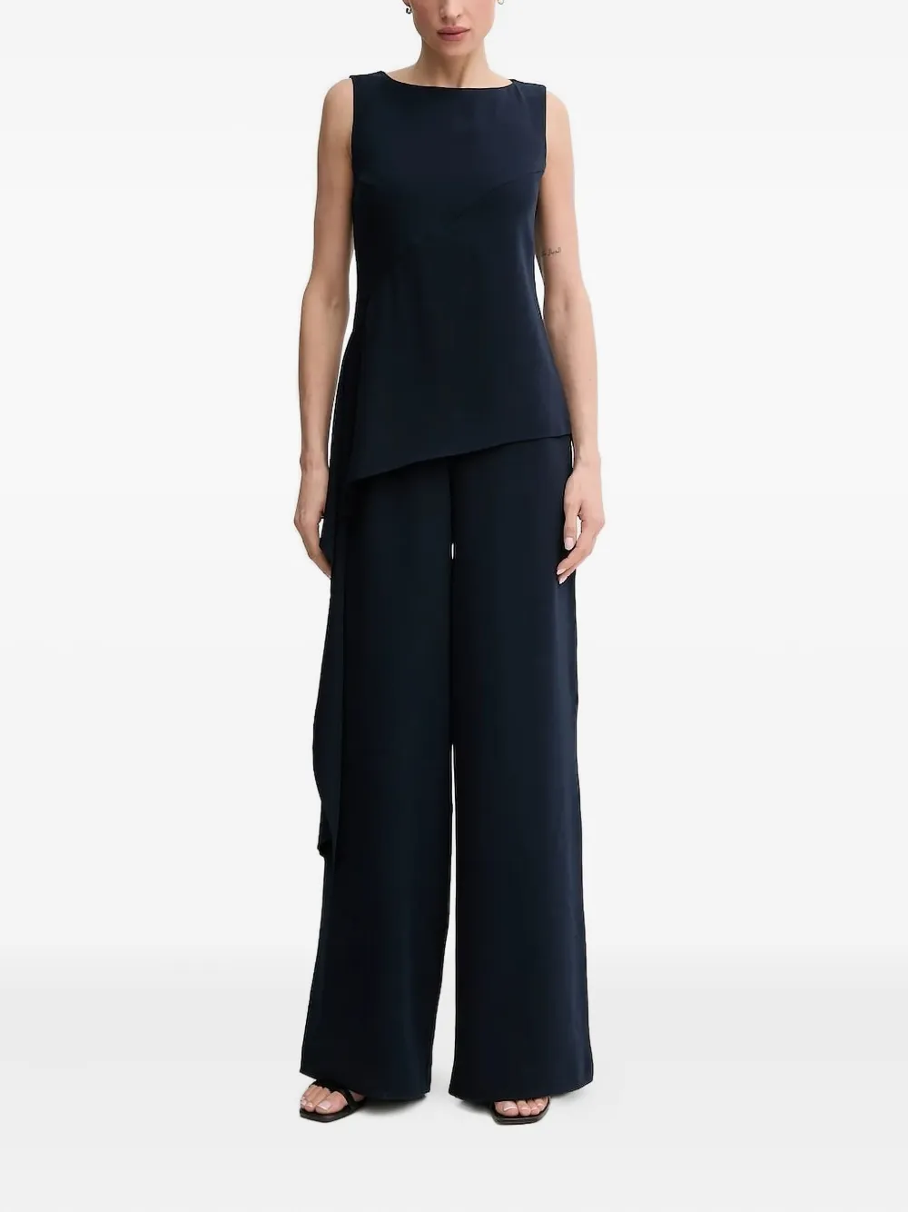 Sandro Ferrone asymmetric ruffle jumpsuit - Blauw