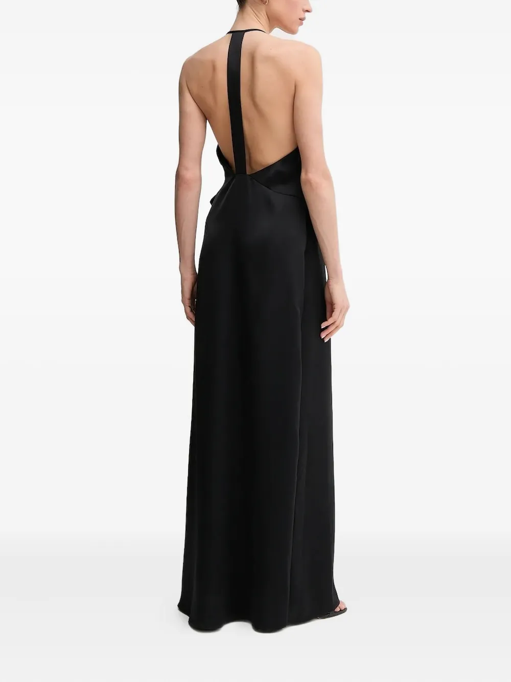 Sandro Ferrone halter-neck wrap-design maxi dress Zwart
