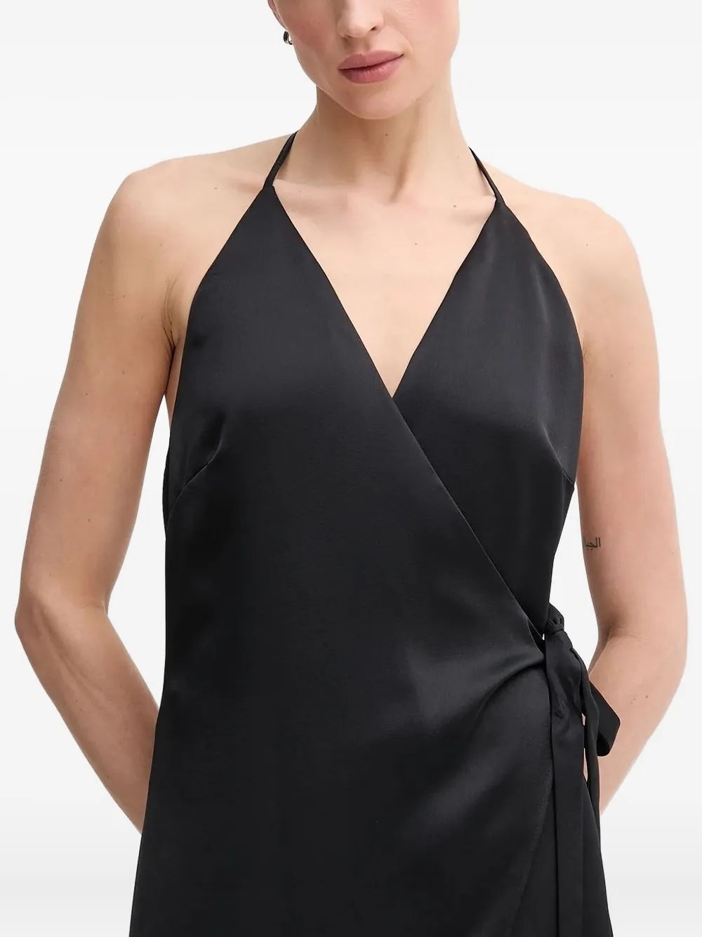 Sandro Ferrone halter-neck wrap-design maxi dress Zwart