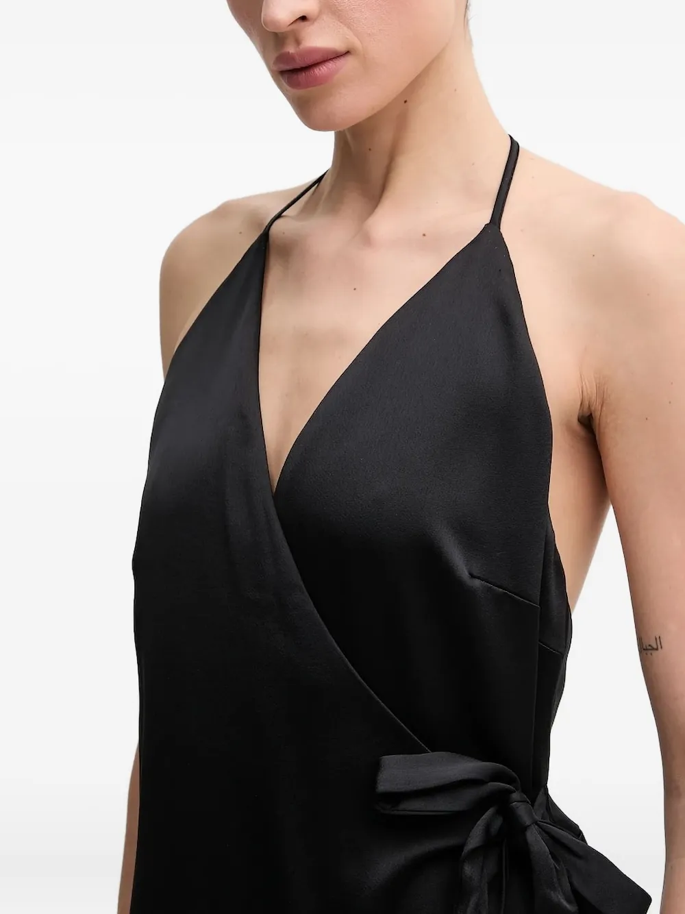 Sandro Ferrone halter-neck wrap-design maxi dress Zwart
