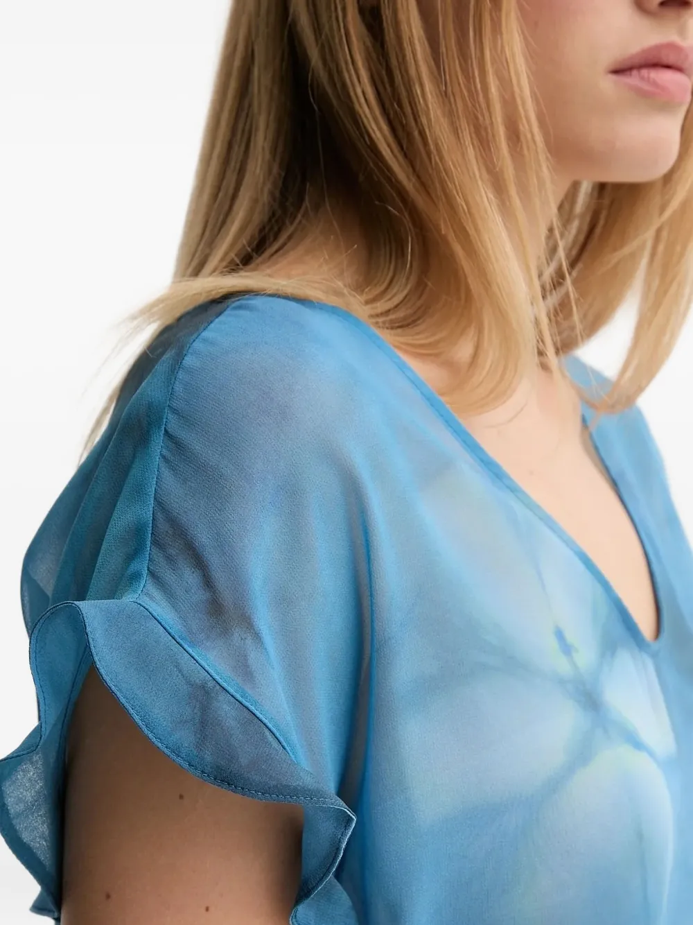 Sandro Ferrone abstract-pattern print blouse Blauw