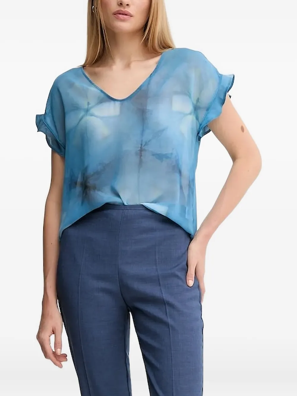 Sandro Ferrone abstract-pattern print blouse Blauw