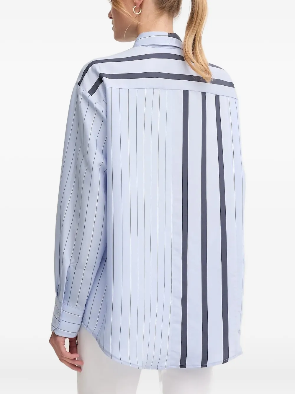 Sandro Ferrone striped-panel shirt Blauw