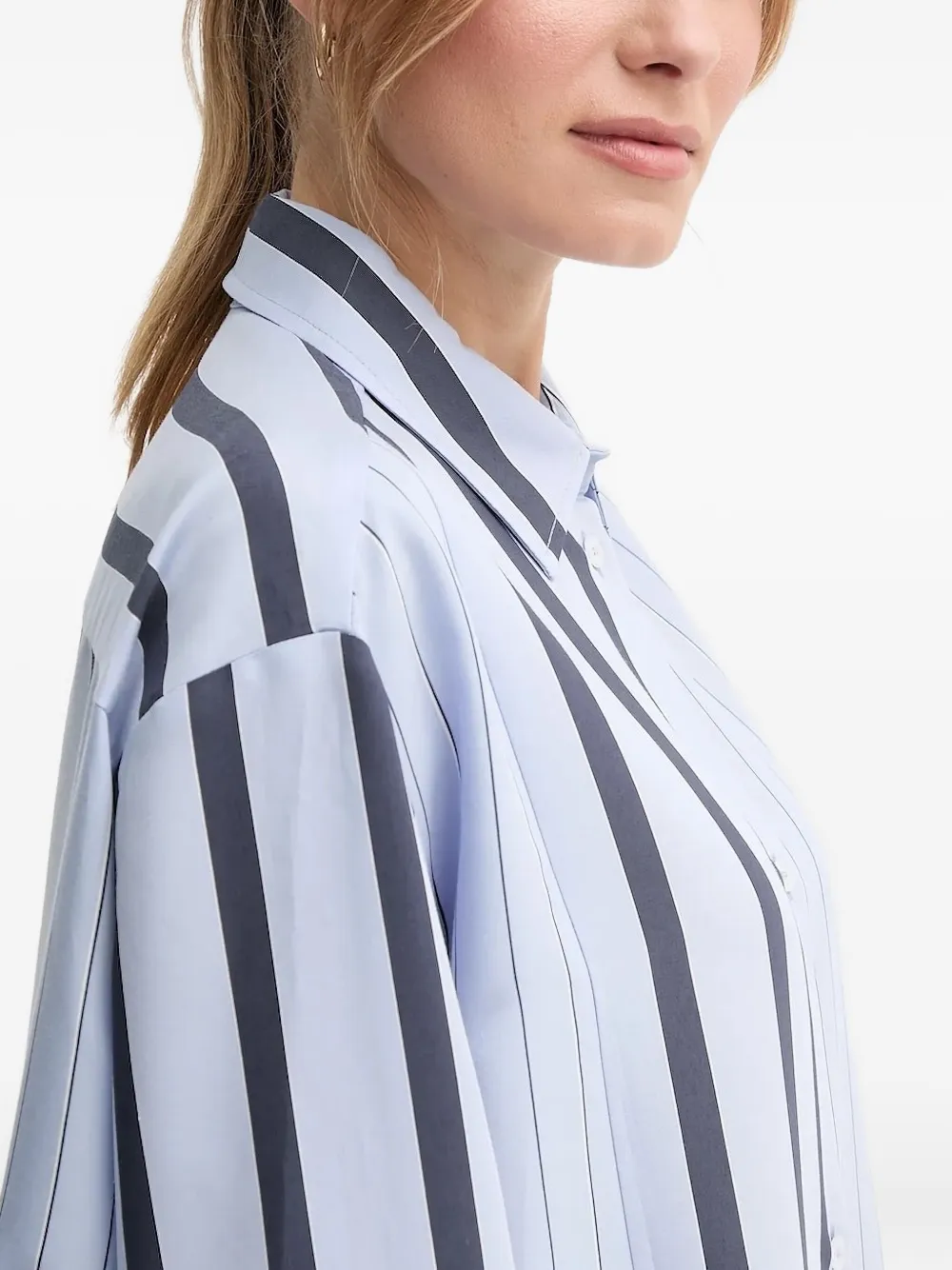 Sandro Ferrone striped-panel shirt Blauw