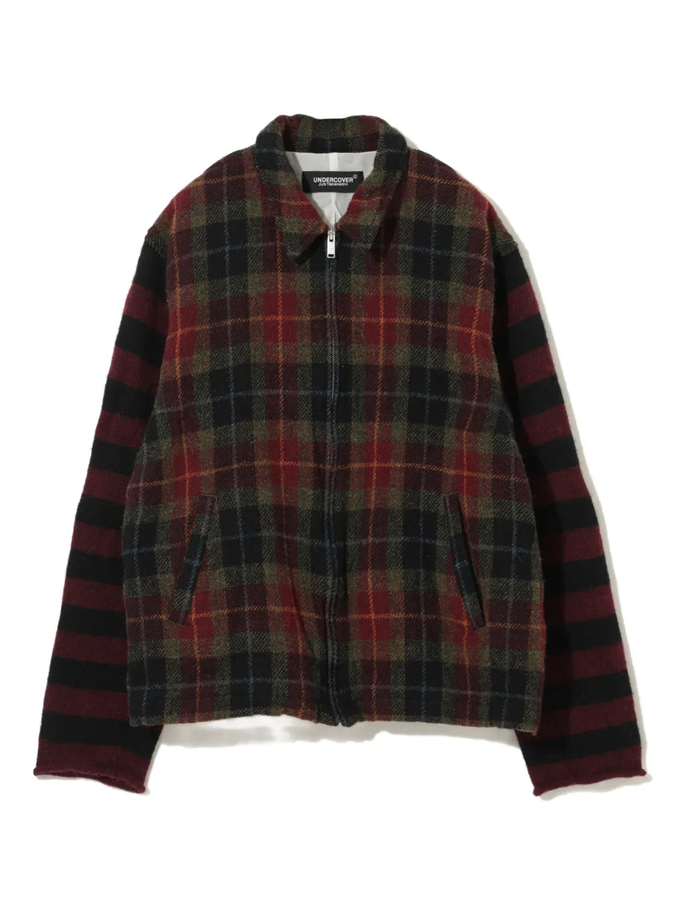 Undercover plaid-pattern zip-up jacket | Red | Image 1