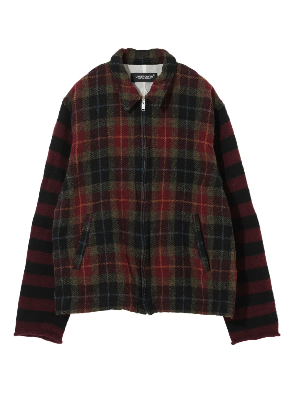 Undercover plaid-pattern zip-up jacket | Red | Image 1