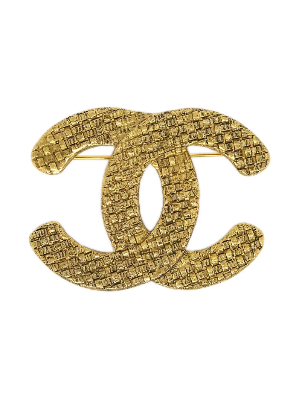 Pre-owned Chanel Textured Interlocking Cc Brooch