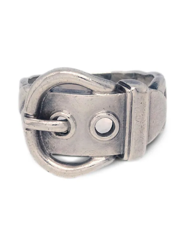 Hermès Pre-owned 1990-2000s Buckle-design Chain Ring in Silver