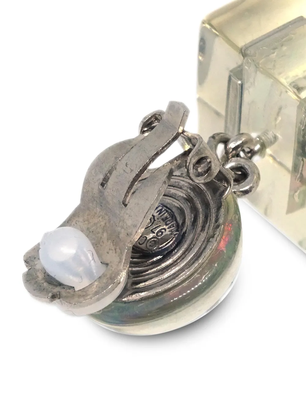 Pre-owned Chanel 1997 Iridescent Cube Drop Earrings