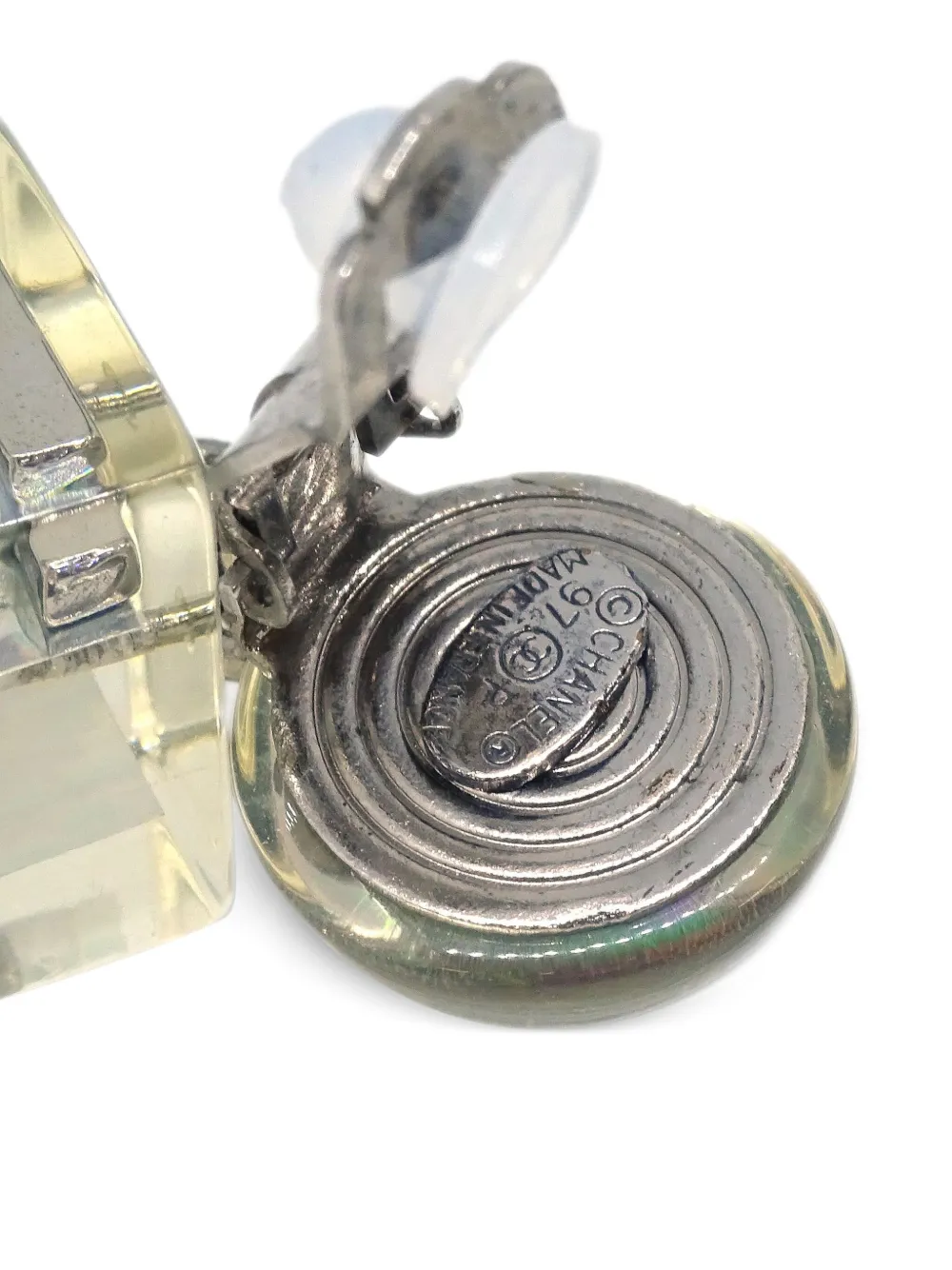 Pre-owned Chanel 1997 Iridescent Cube Drop Earrings