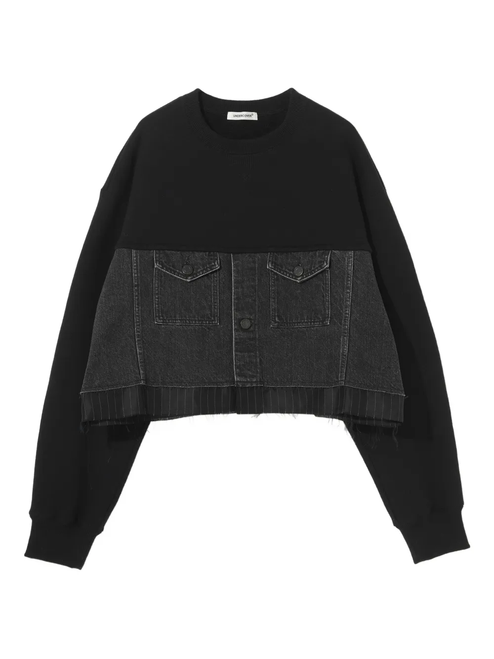 Undercover Cropped sweater met denim vlak Zwart