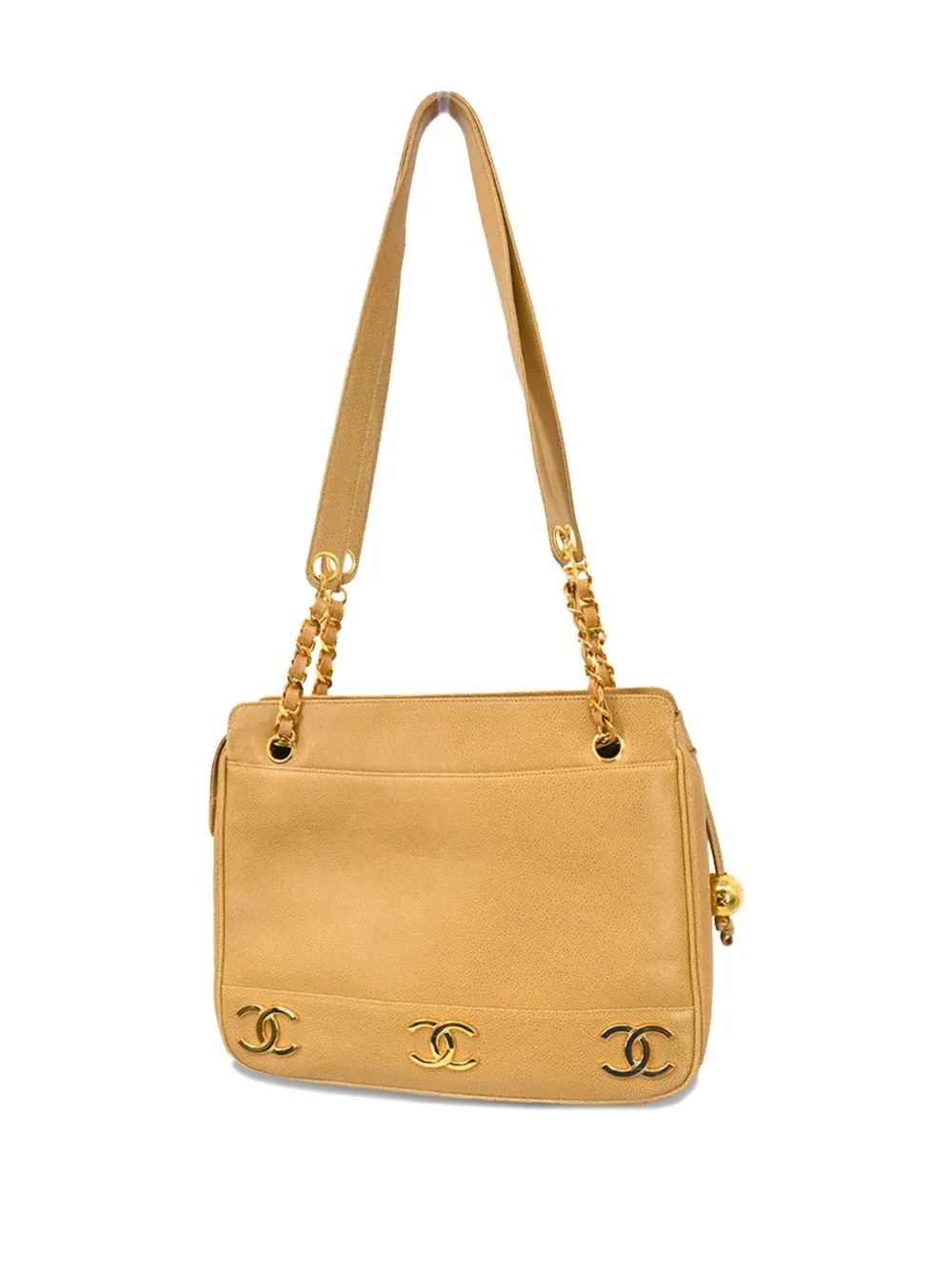 Pre-owned Chanel 1995 Triple Cc Shoulder Bag In Neutral