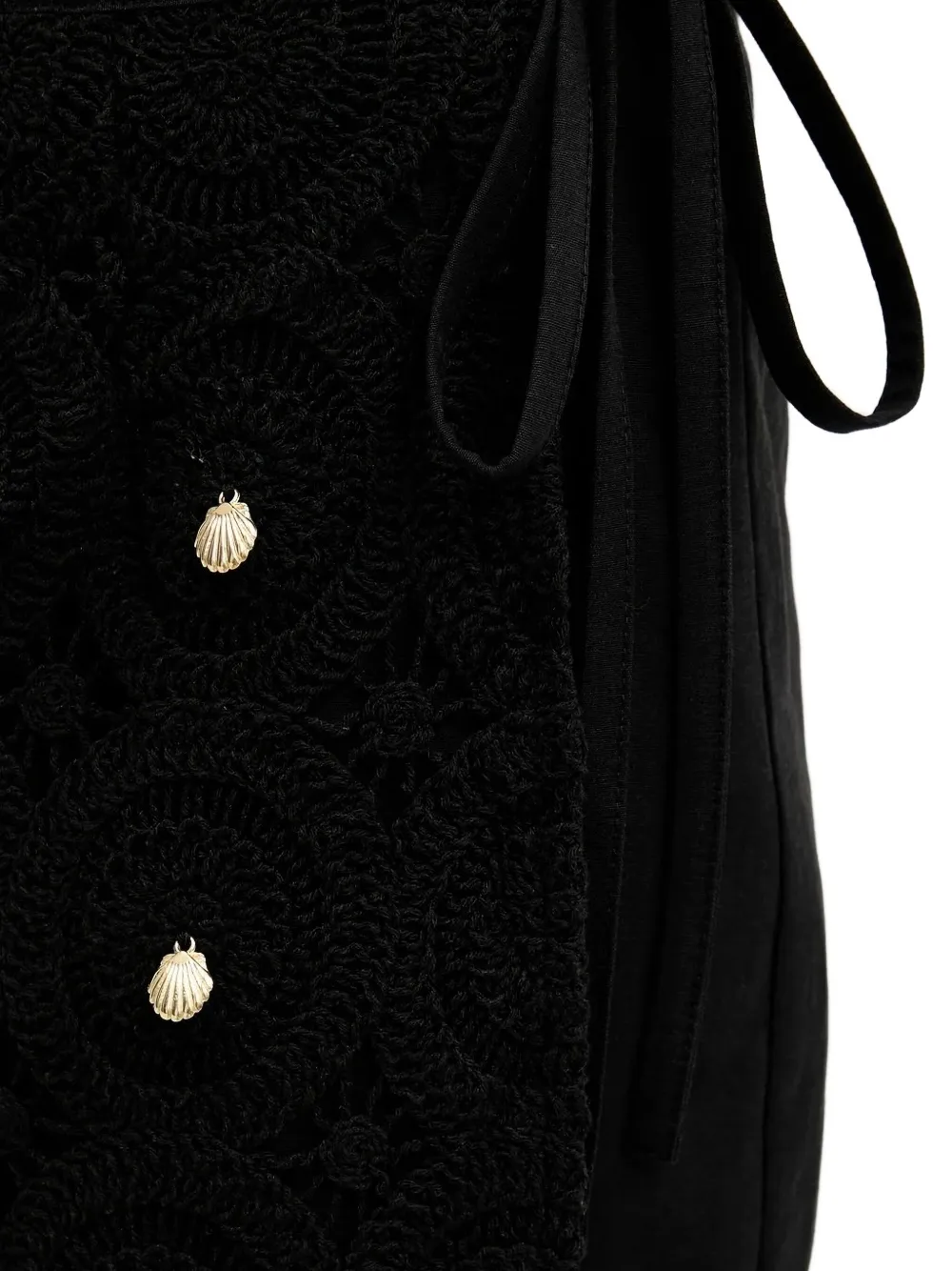 NEVER FULLY DRESSED Mini-wikkelrok met gehaakt detail Zwart