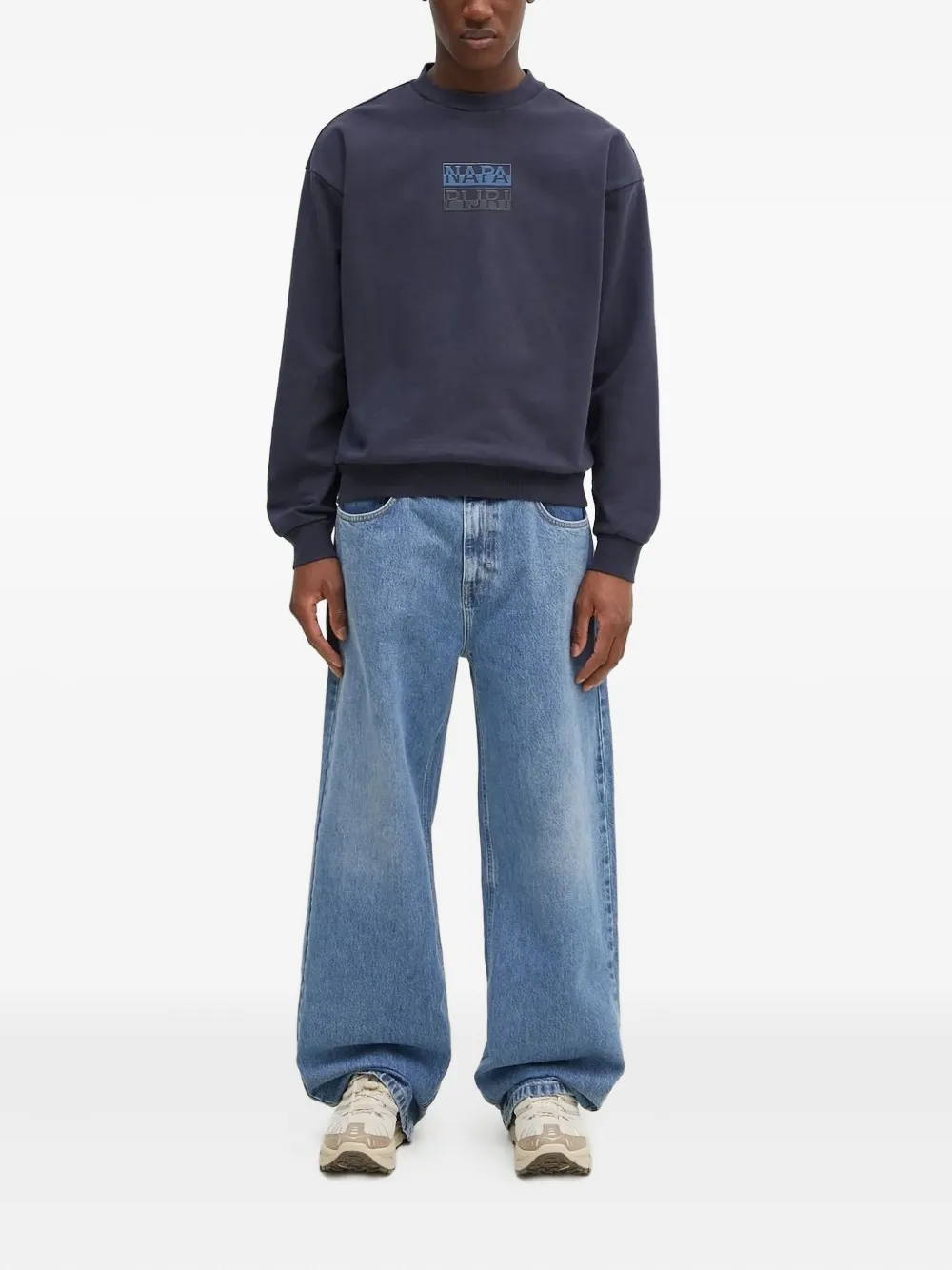 Napapijri Sweater met logopatch - Blauw