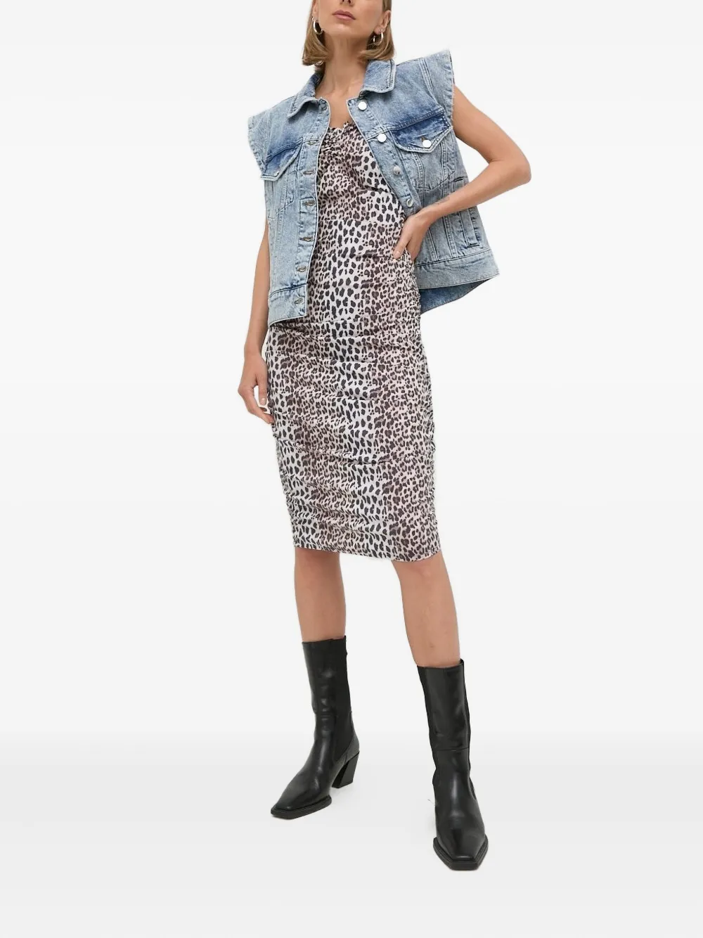 Notes du Nord leopard-print midi dress - Nero