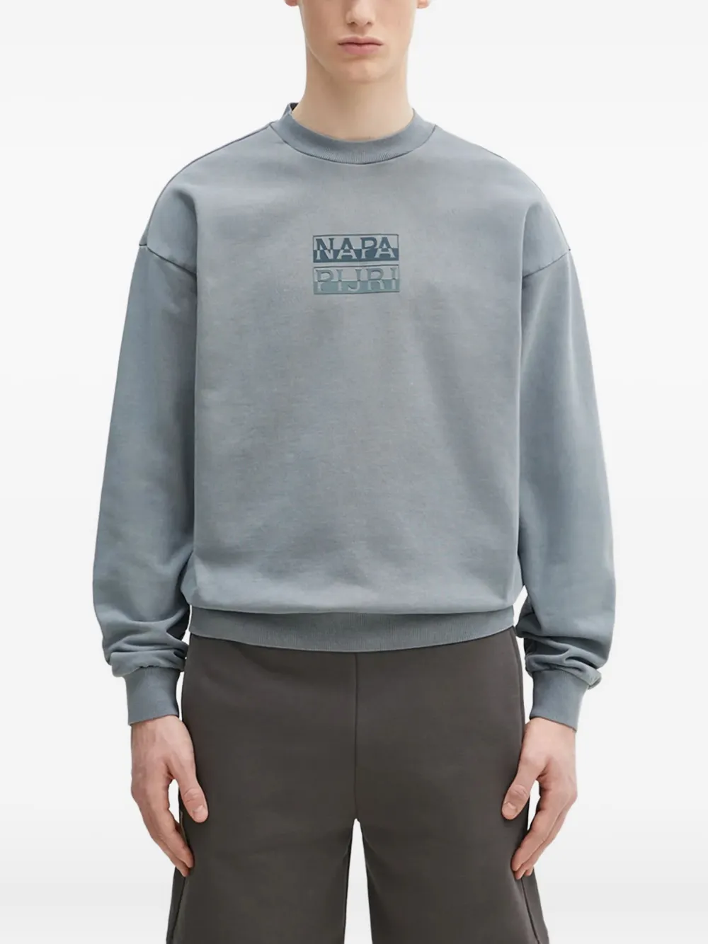 Napapijri Logo-print Crew-neck Sweatshirt In Gray