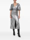 Notes du Nord puff-sleeve metallic midi dress - Silver