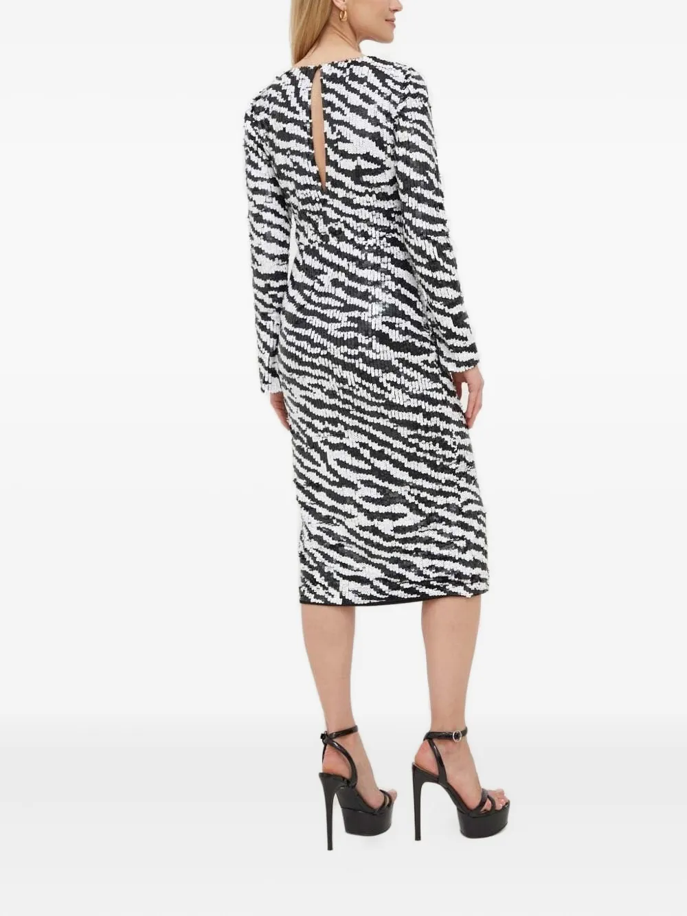 Notes du Nord zebra-print sequin-embellished midi dress - Zwart