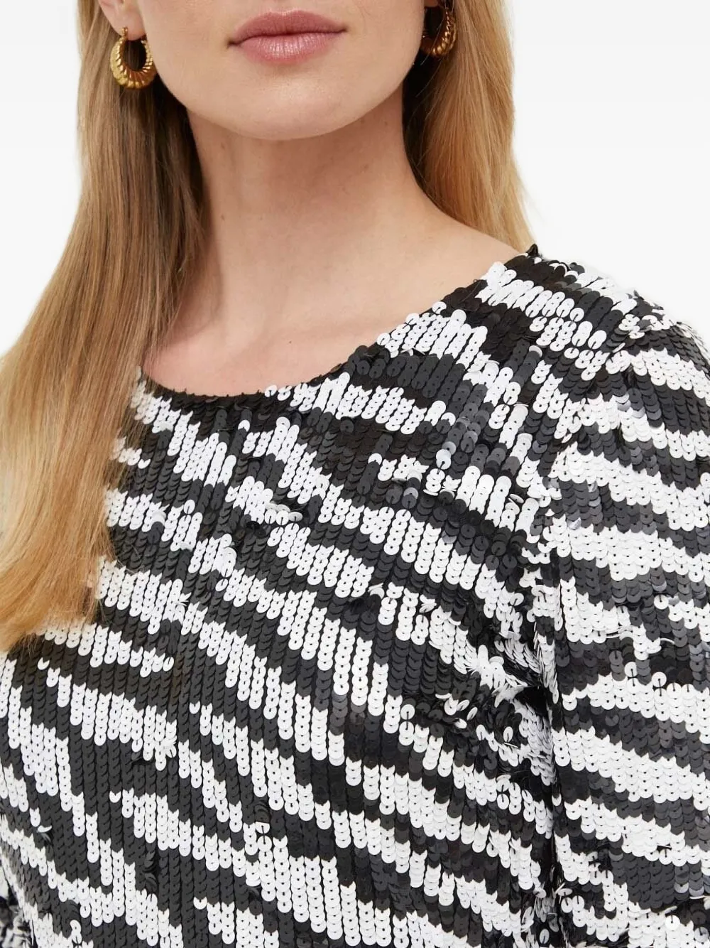 Notes Du Nord Zebra-print Sequin-embellished Midi Dress In Black
