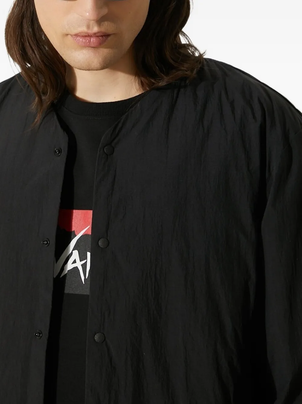 Nanga No Collar Quilted-lining Jacket In Black