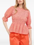 Notes du Nord gingham smocked top - Red