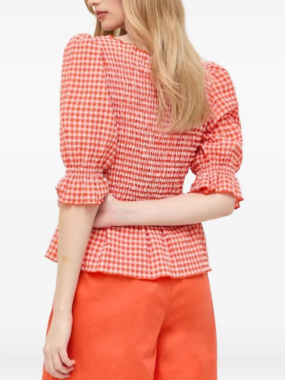 Notes du Nord gingham smocked top - Rood