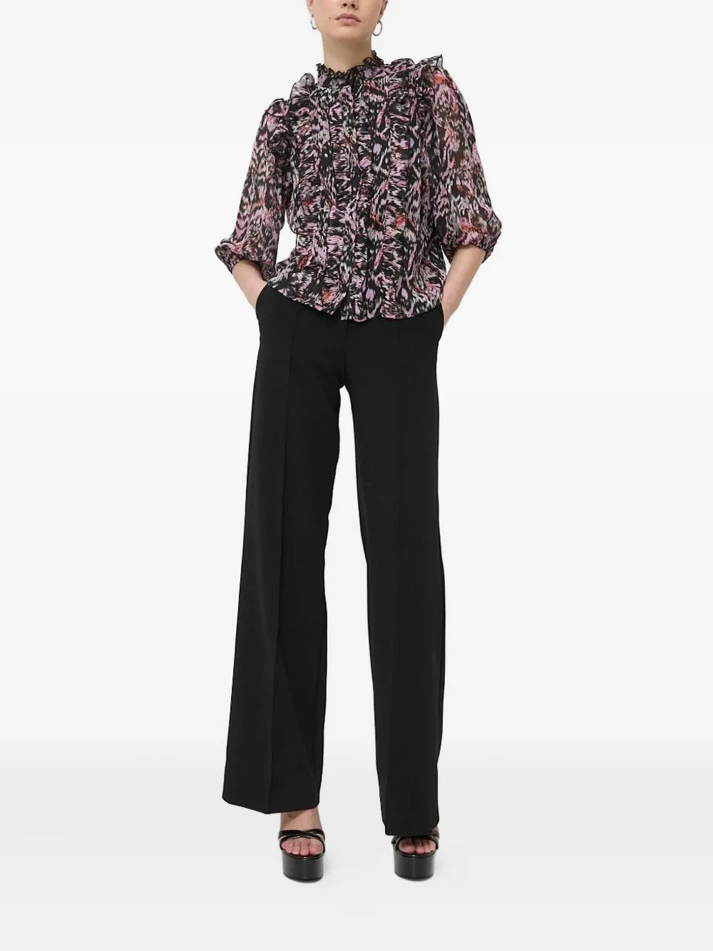 Notes du Nord Blouse met ruches - Zwart