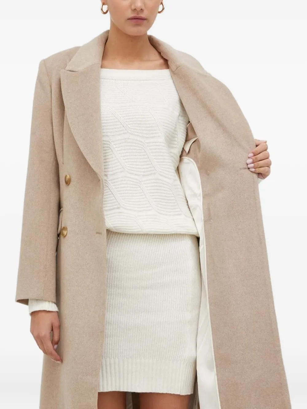 Notes du Nord Mantel met dubbele rij knopen Beige