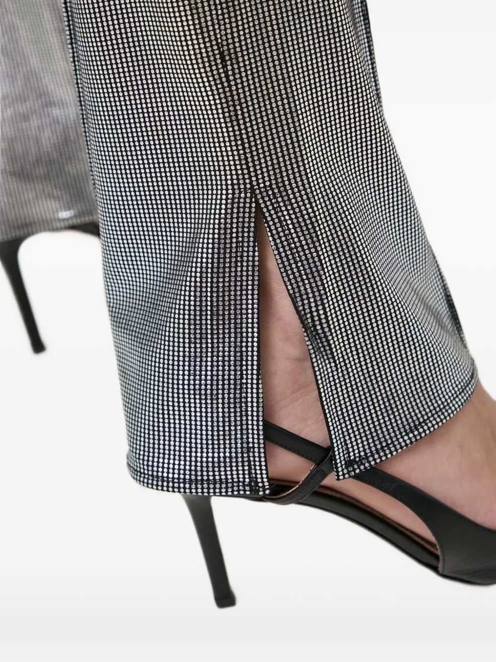 Notes Du Nord Metallic-ribbed Trousers In Gray