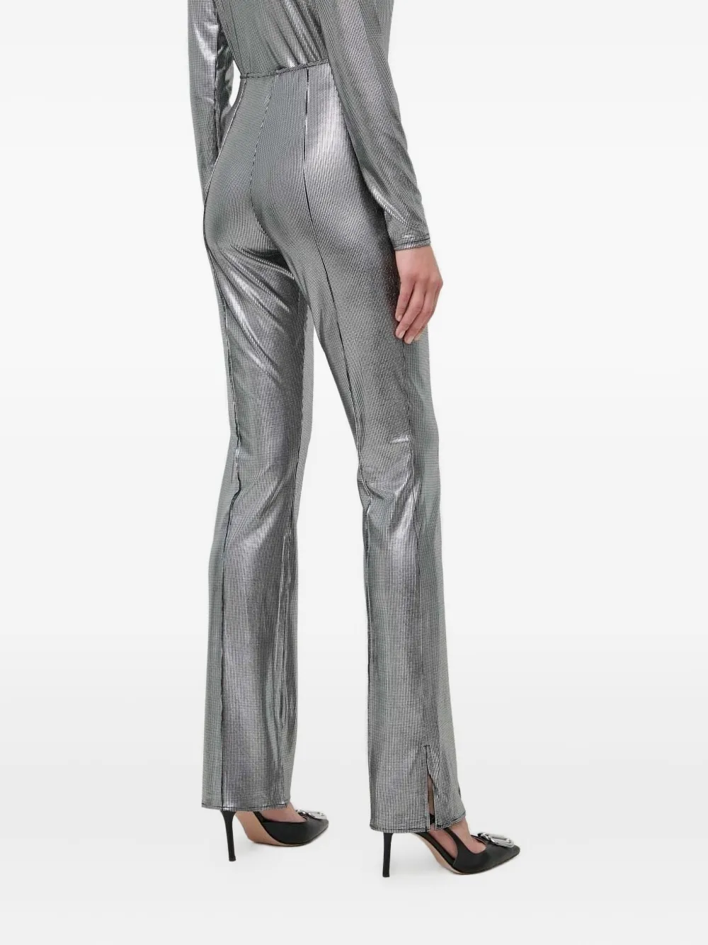 Notes du Nord metallic-ribbed trousers - Grijs