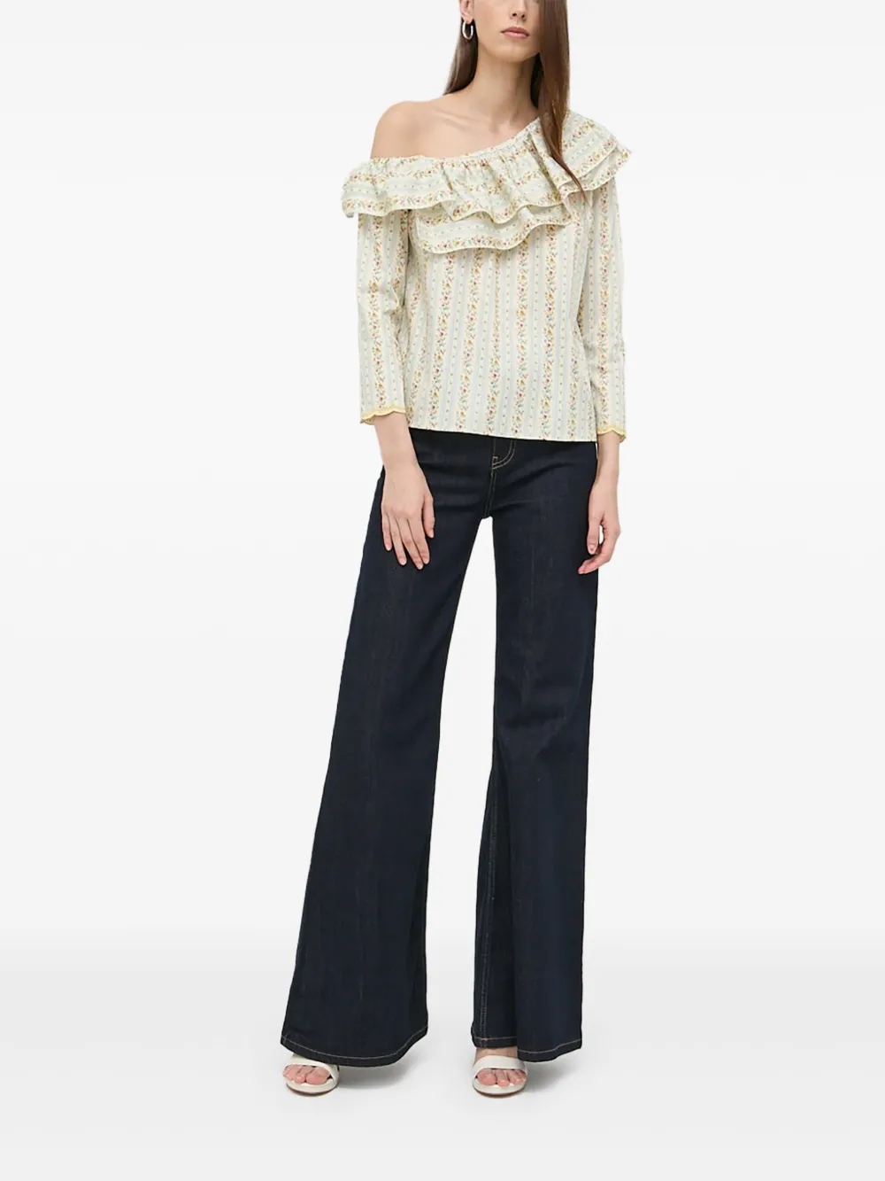 Notes du Nord フローラル ラッフルトップ - ニュートラル Notes du Nord フローラル ラッフルトップ - ニュートラル