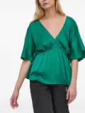 Notes du Nord V-neck gathered blouse - Green
