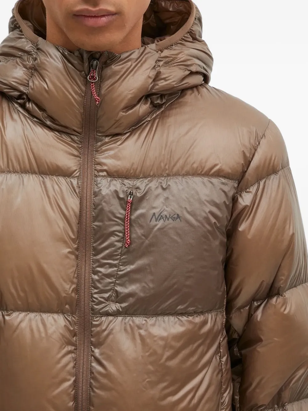 Nanga Mountain Lodge Hooded Down Jacket In Brown