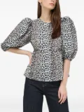 Notes du Nord puff-sleeve leopard-print top - White