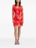 NEVER FULLY DRESSED mesh geometric-print tie-front mini dress - Red