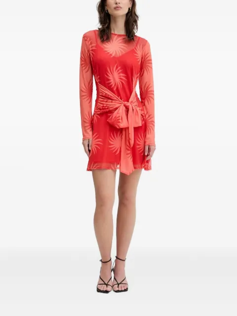 NEVER FULLY DRESSED mesh geometric-print tie-front mini dress