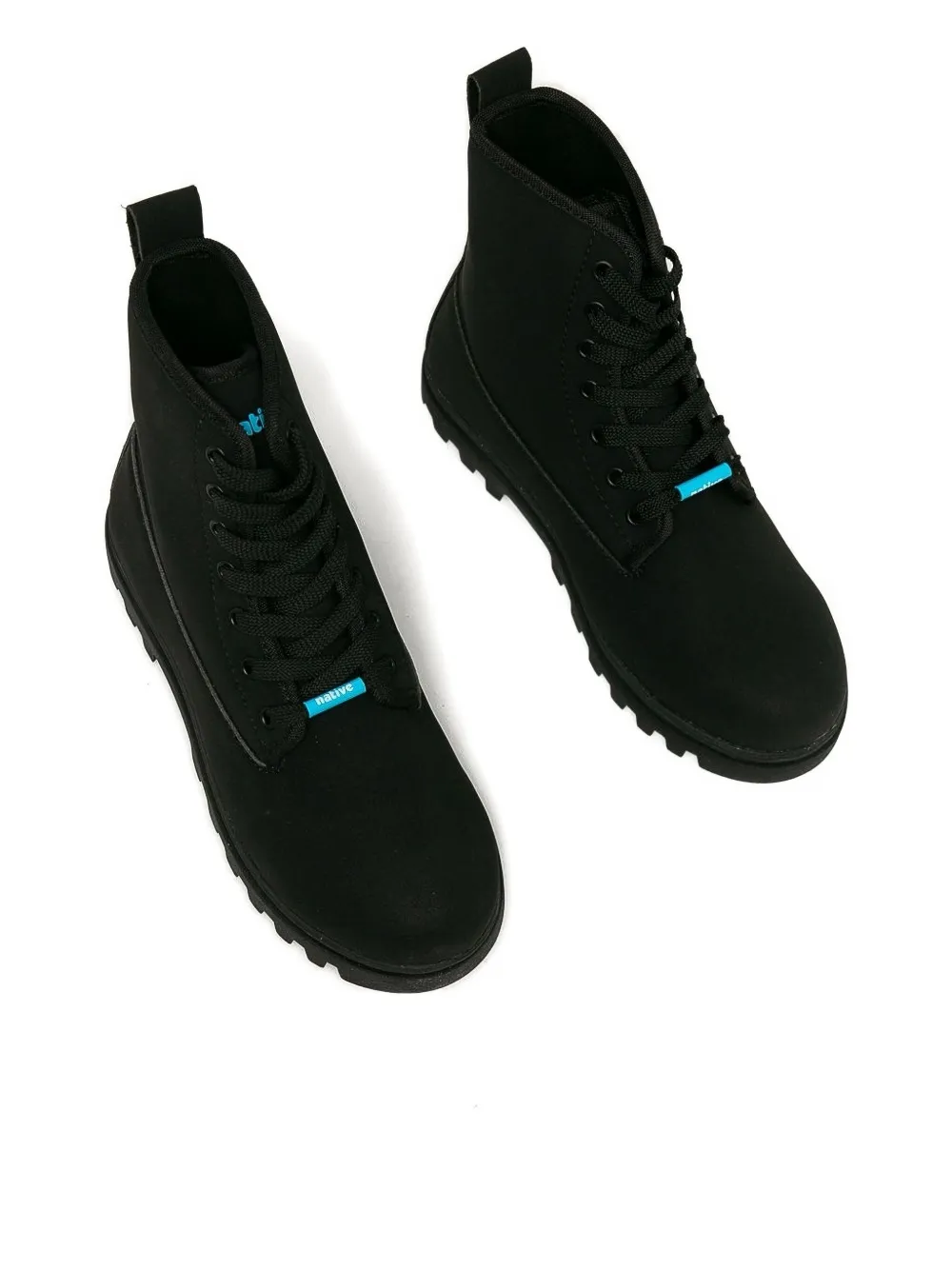 Native Johnny Lace-up Combat Boots In Black