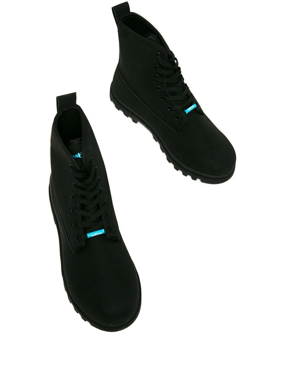 Native Johnny Lace-up Combat Boots In Black